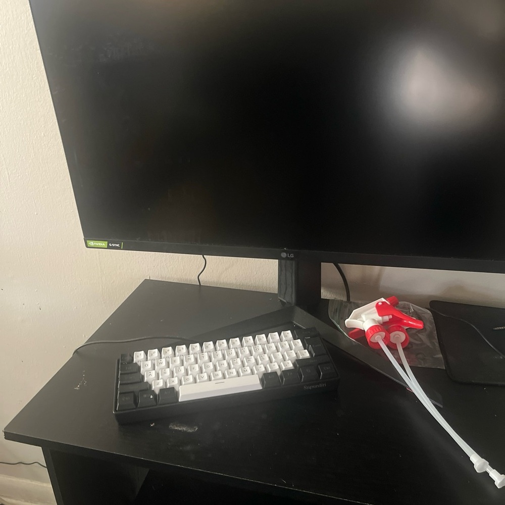 LG Monitor with Black and White Mechanical Keyboard